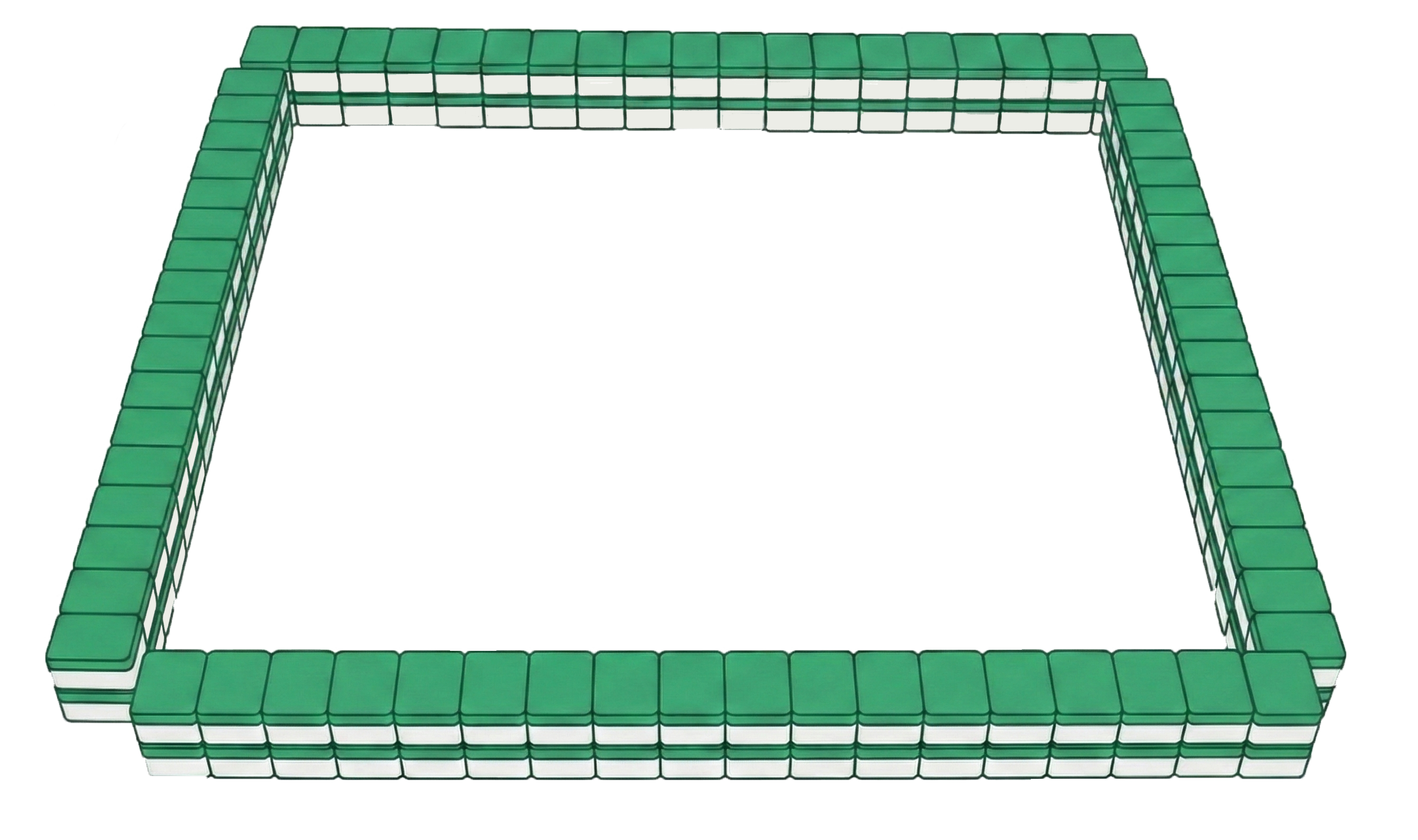Four mahjong walls forming a hollow square